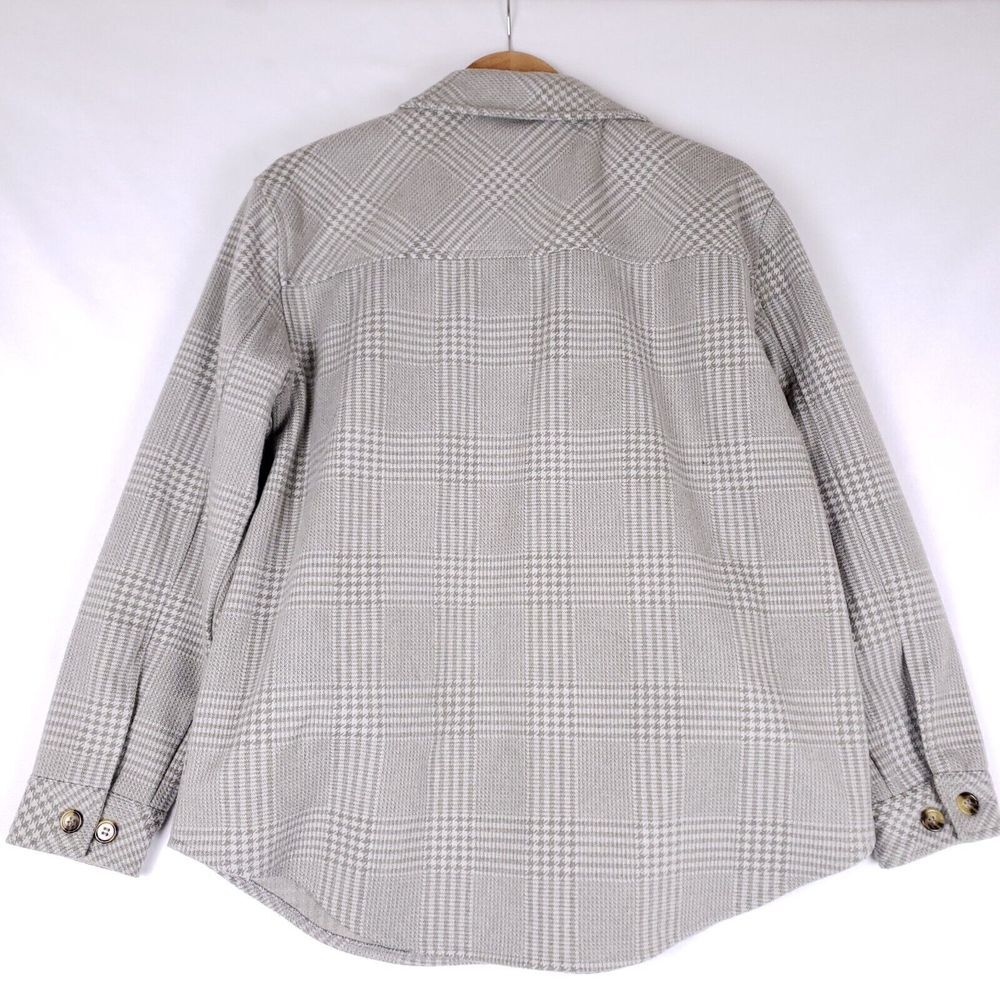 Dip Plaid Shirt Jacket Women Small Gray Button Front Shacket Long Sleeve Pockets - Picture 6 of 9